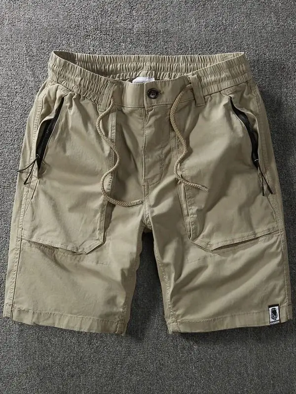 

Летние повседневные тонкие брюки-капри прямого кроя для мужчин, с эластичным поясом, из дышащего хлопка, модные, молодежные, стильные