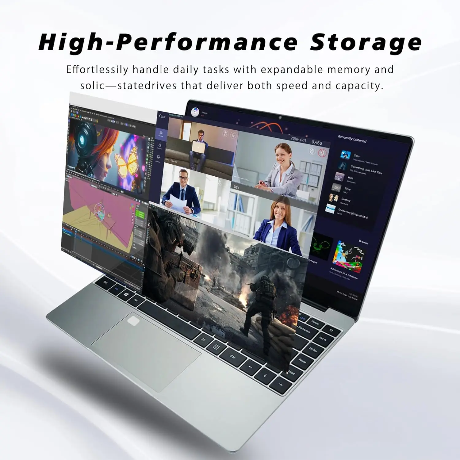 LENO 15.6" Laptop Large-screen 32GB RAM 2TB SSD Intel 6500Y Office Windows11 Notebook 5000mAh Gamer PC with Backlit Fingerprint