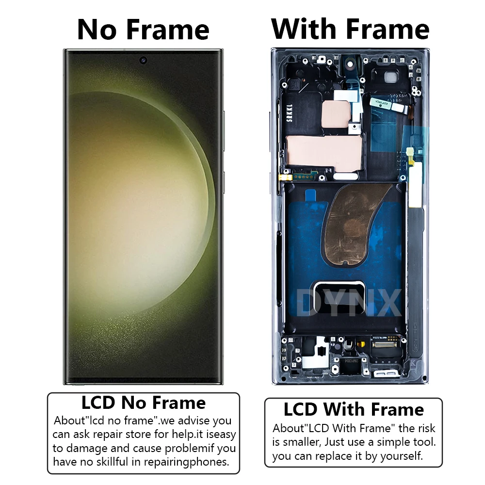 NEW 6.67'' LCD For SAMSUNG Galaxy S23 Ultra Screen SM-S918B SM-S918B/DS S918U Dynamic Touch Display With Frame Replacement