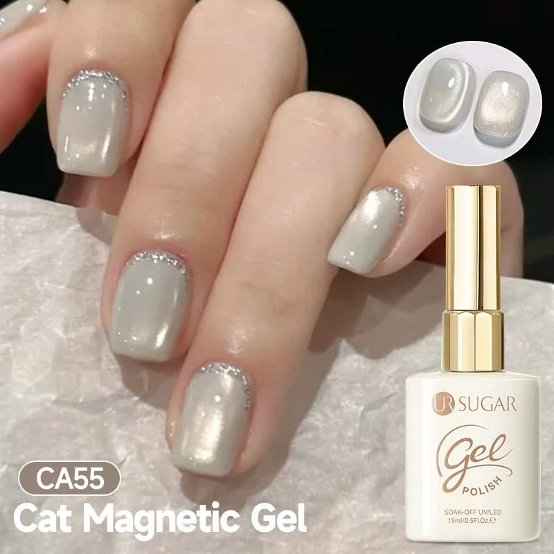 

Гель-лак UR SUGAR 15 мл, розово-белый, магнитный, с эффектом «Кристальный лунный свет», УФ/LED, для магнитного дизайна ногтей, снимаемый, для маникюра