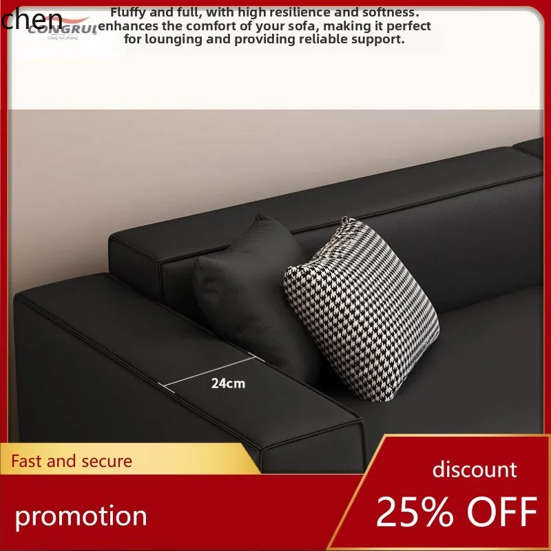 

HXL Modern Minimalist Tofu Block Cowhide Sofa Genuine Leather Living Room Combination Sofa
