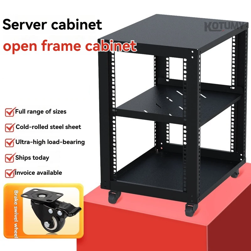 12U Open Frame Cabinet Network Server Cabinet Portable Rack for Data Center Office Equipment