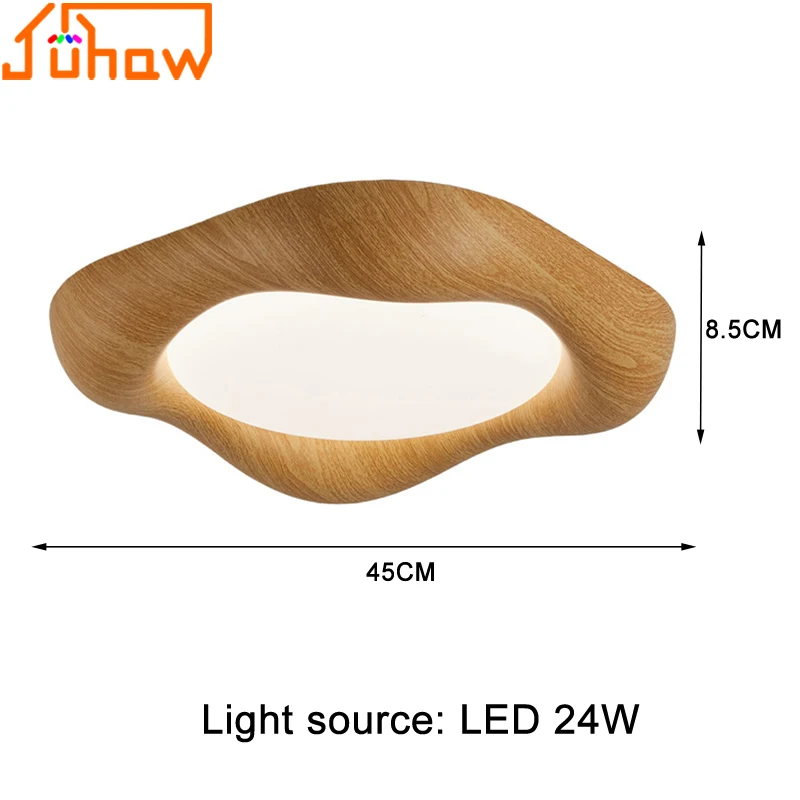 Natural Wood Color Ceiling Lamp Retro Japanese Wabi-Sabi Style round Bedroom Light for Living Room Master Bedroom Decor