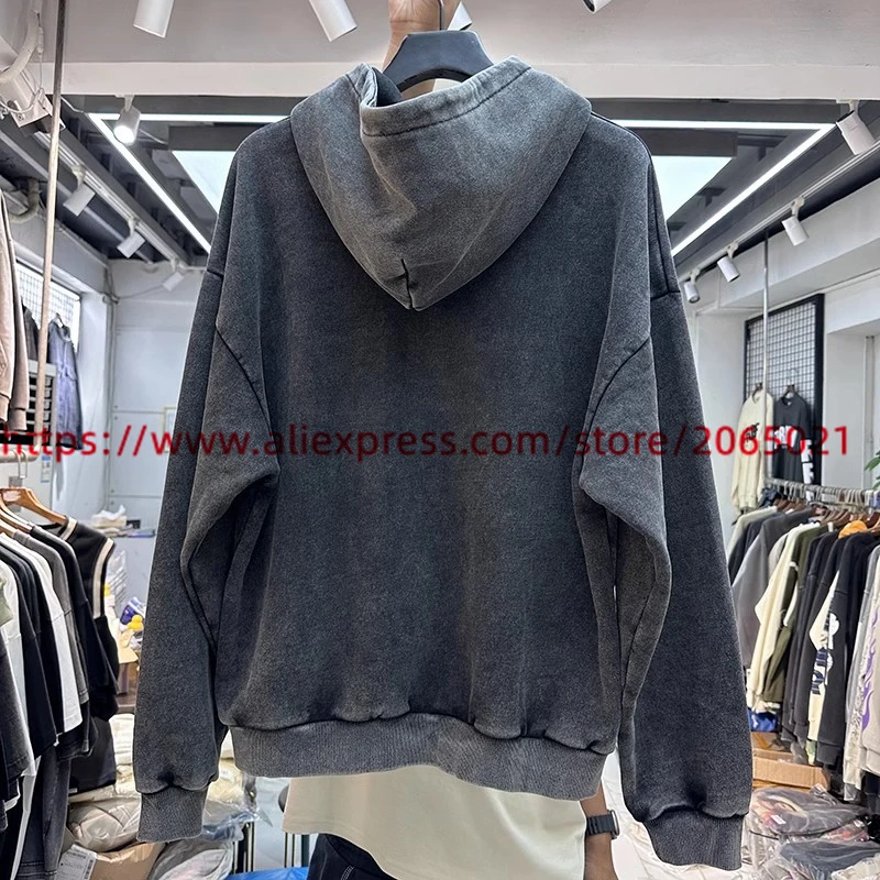 Bella felpa con cappuccio lavata uomo donna Pullover oversize con stampa a sbuffo di alta qualità