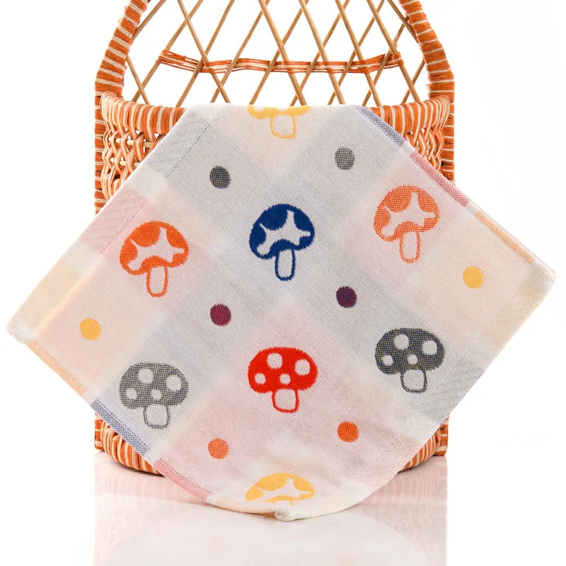27*27cm Square Baby Bibs Elephant Cat Mushroom Rabbit Pattern Rag Toddler Infant Bib Scarf Kids Feeding Saliva Towel Tissue
