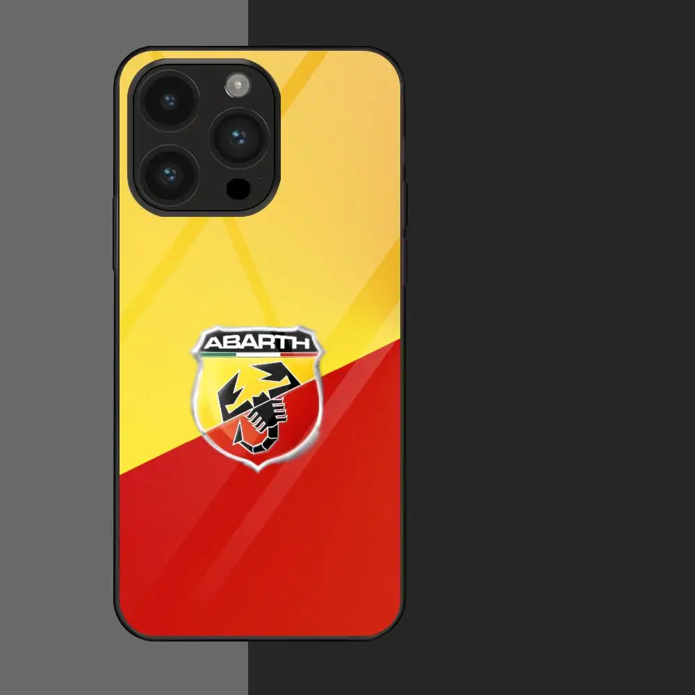 The A-Abarth Cars Logo MAISTO Mouse Pad Glass Phone Case For Iphone 16 15 14 13 11 12 Pro Max Xr X Xs 8 7 Plus