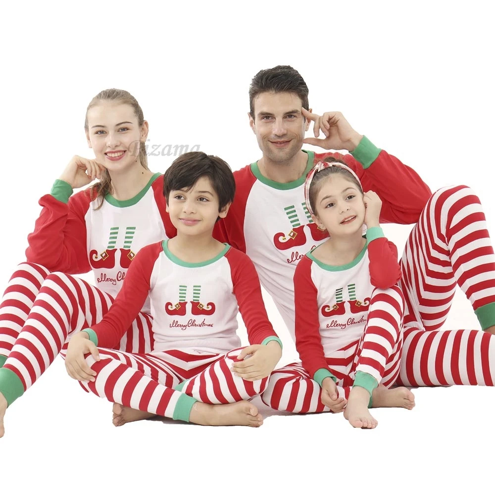 2024 Christmas Pajamas Sets 100 Cotton Ladies Sleepwear Couples Pijamas Santa Claus Xmas 2 Pieces Homewear Nightwear