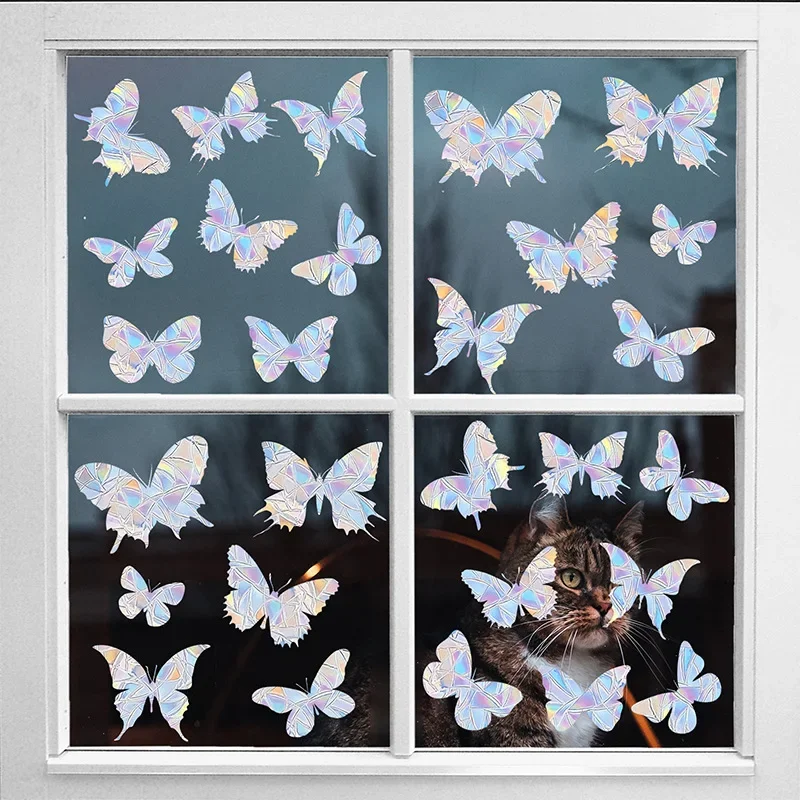 Butterfly Rainbow Suncatcher Window Stickers PVC Star Prism Glass Wall Sticker Home Kids Bedroom Decoration Self Adhesive Decal