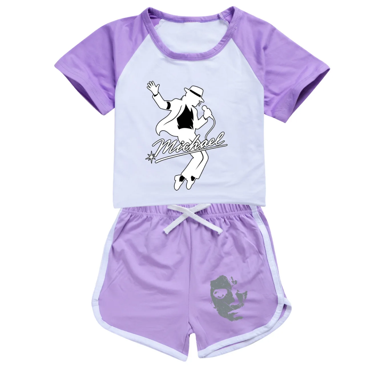 Summer Michael Jackson Kids Clothes Halloween Cosplay Birthday Party Dance TShirts+pants Pajamas Set Pop Star Boys Girls Outfits