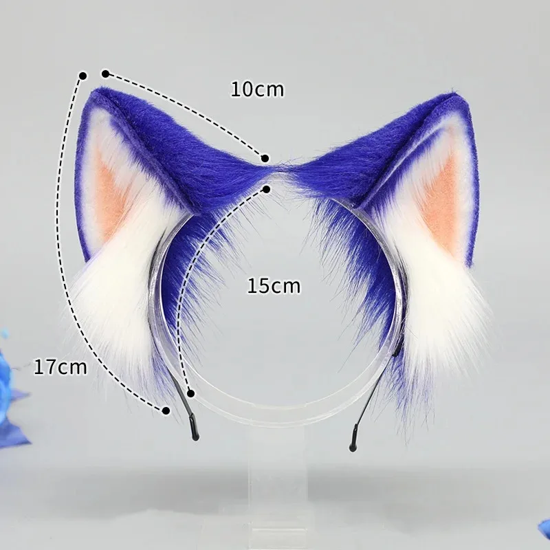 Imitation Handmade Kc Anime Lolita Jk Cat Plush Ears Cosplay Hair Headwear Blue Sonic Hedgehog Halloween Ear Hairband view 5