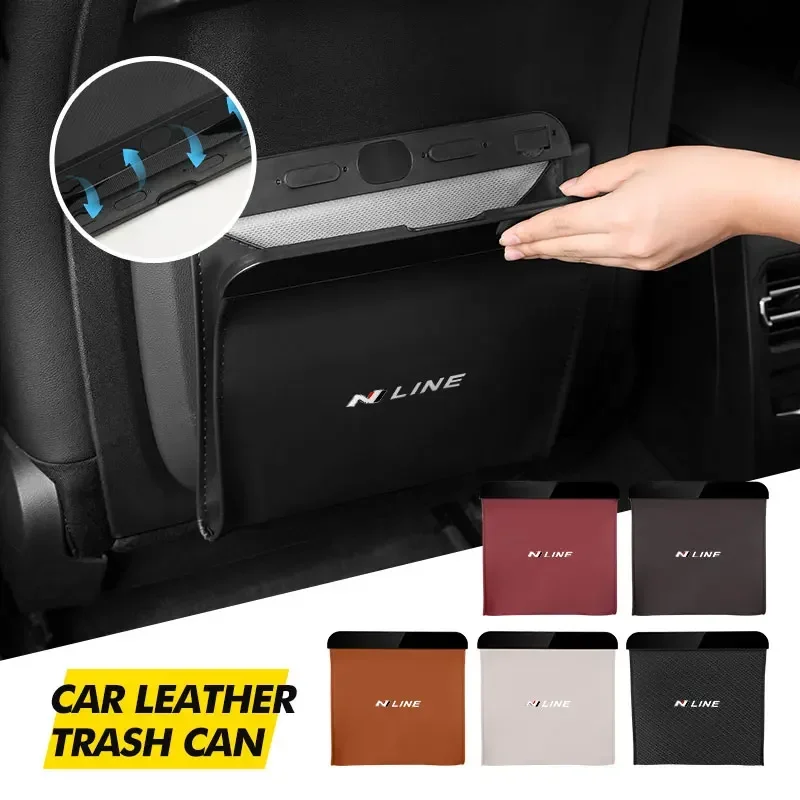 Car Trash Can Garbage Organizer Bin Hanging Portable Dustbin For Hyundai N Line Tuscon NX4 I20 I30 I10 Sonata Elantra