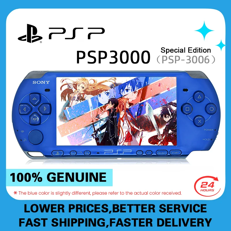 PlayStation PSP 3000 VIBRANT BLUE (PSP-3006) Original Game Console Sony PSP3006 Handheld Arcade Game Console (+Free Games)