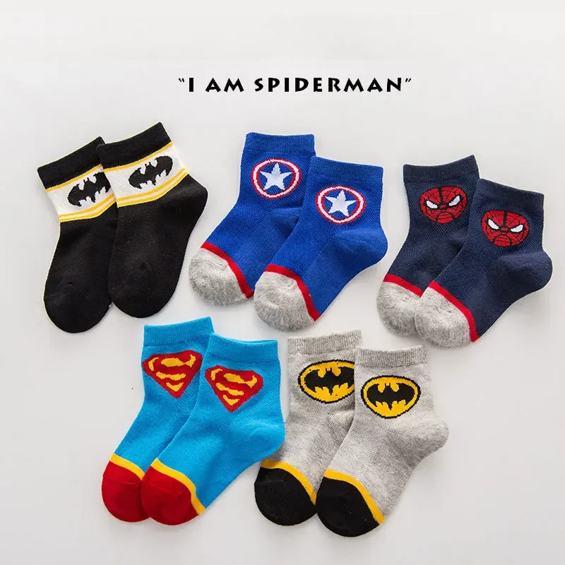 5pairs/lot Boys Socks Cartoon Children's Socks Mesh Spring Autumn Cotton Socks for Boy