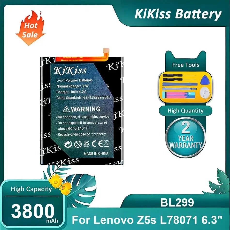 

Литий-ионный полимерный аккумулятор для мобильного телефона Lenovo Z5S L78071 6.3 дюйма, BL299, 3800 мАч