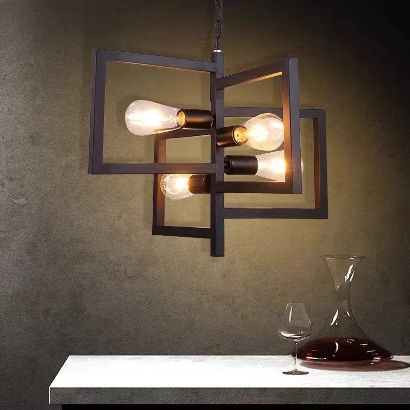 Loft retro industrial wind chandelier wrought iron living room theme bar personality creativity nostalgic Internet cafe Internet
