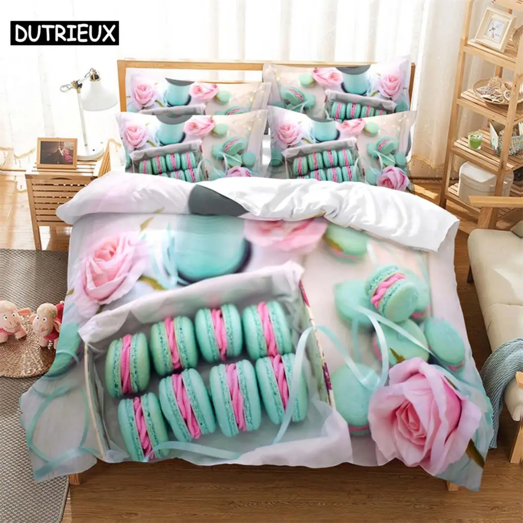 Dessert Bedding 3-piece Digital Printing Cartoon Plain Weave Craft For North America And Europe  Bedding Set Queen