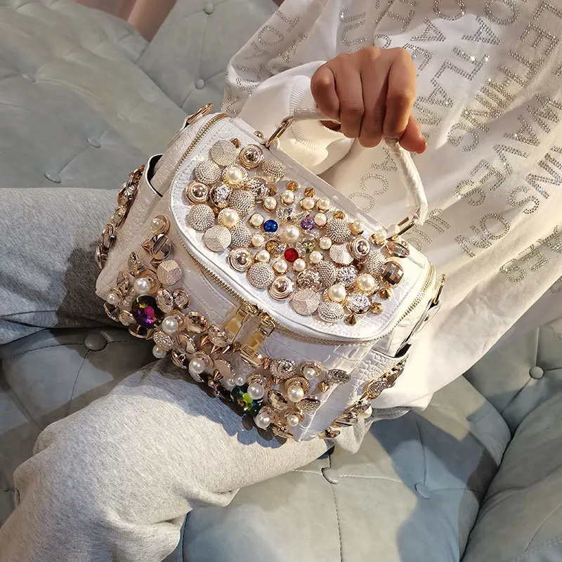 2022 Luxury Designer Women Purses And Handbags Rhinestone Bags For Women Large Capacity Shopper Pu Leather Tote Shoulder Bag