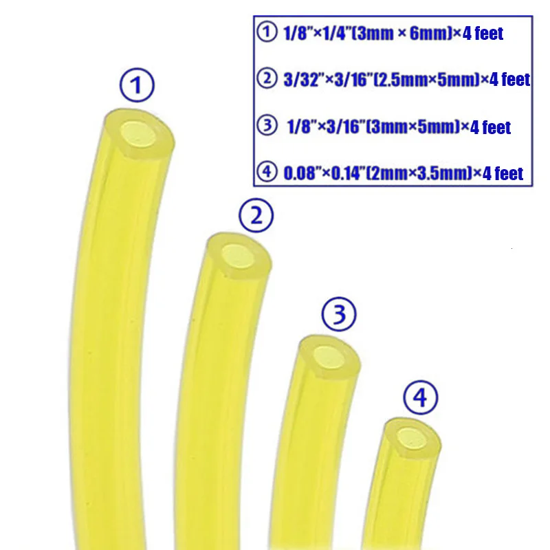 4 sizes Yellow Hose Tubing Trimmer Chainsaw Blower Fuel pipes Tools Replacement Set Kit 4pcs Accessories Engine