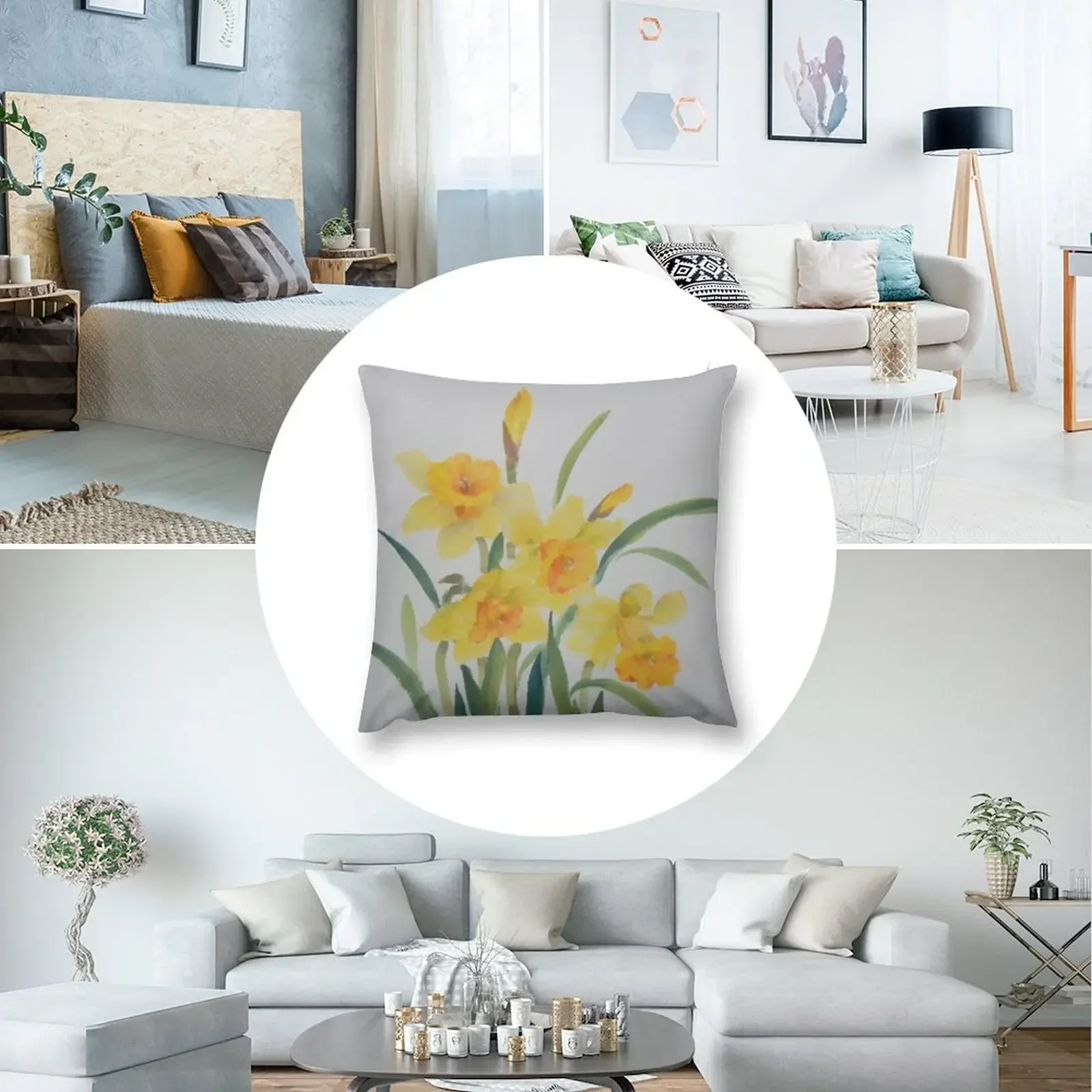 Daffodil's Throw Pillow Luxury Pillow Case luxury decor pillow