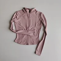 Outdoor Sports Long Sleeved Women Slim Yoga Clothes Quick Dry Zipper Cardigan Stand Up Collar Jacket Running Fitness Jacket Top 2