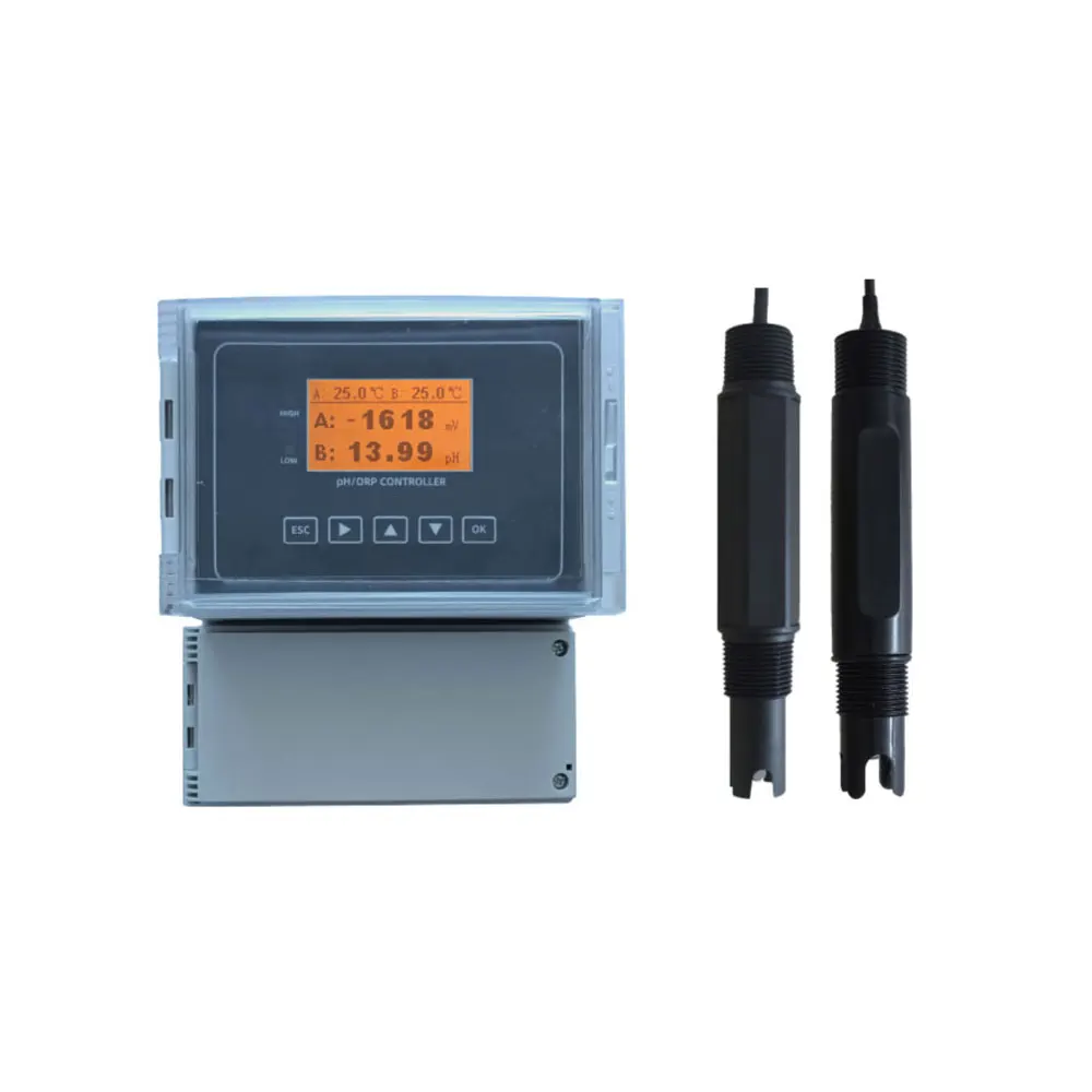 wall mounted Dual channel pH ORP Meter with 2-ch 4-20mA pH and ORP Aanalyzer two channels relay output HIGH LOW