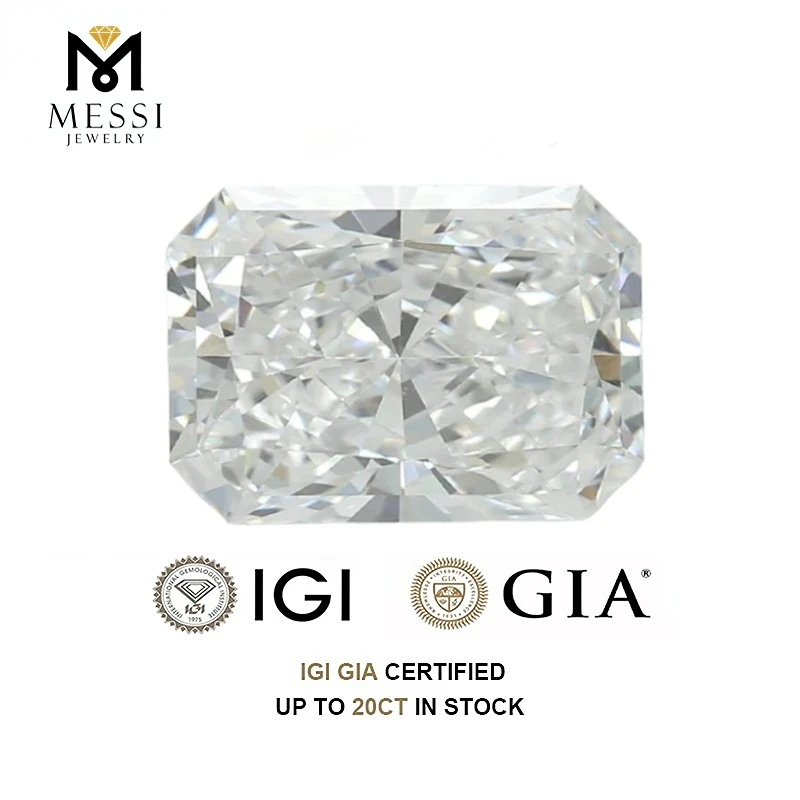 Messi Jewelry IGI GIA Certificate Radiant Cut Lab Grown Diamond 1ct 1.5ct 2ct 2.5ct 3ct 5ct HPHT CVD Diamond Stone Wholesale