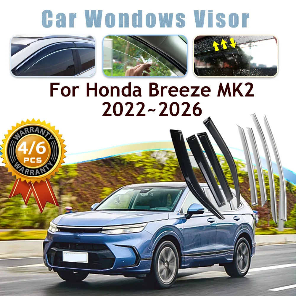 

Автомобильный оконный козырек для Honda Breeze MK2 2022 2023 2024 2025 2026 4/6 шт., защита от дождя и снега, боковой дефлектор, лобовое стекло, автоаксессуары