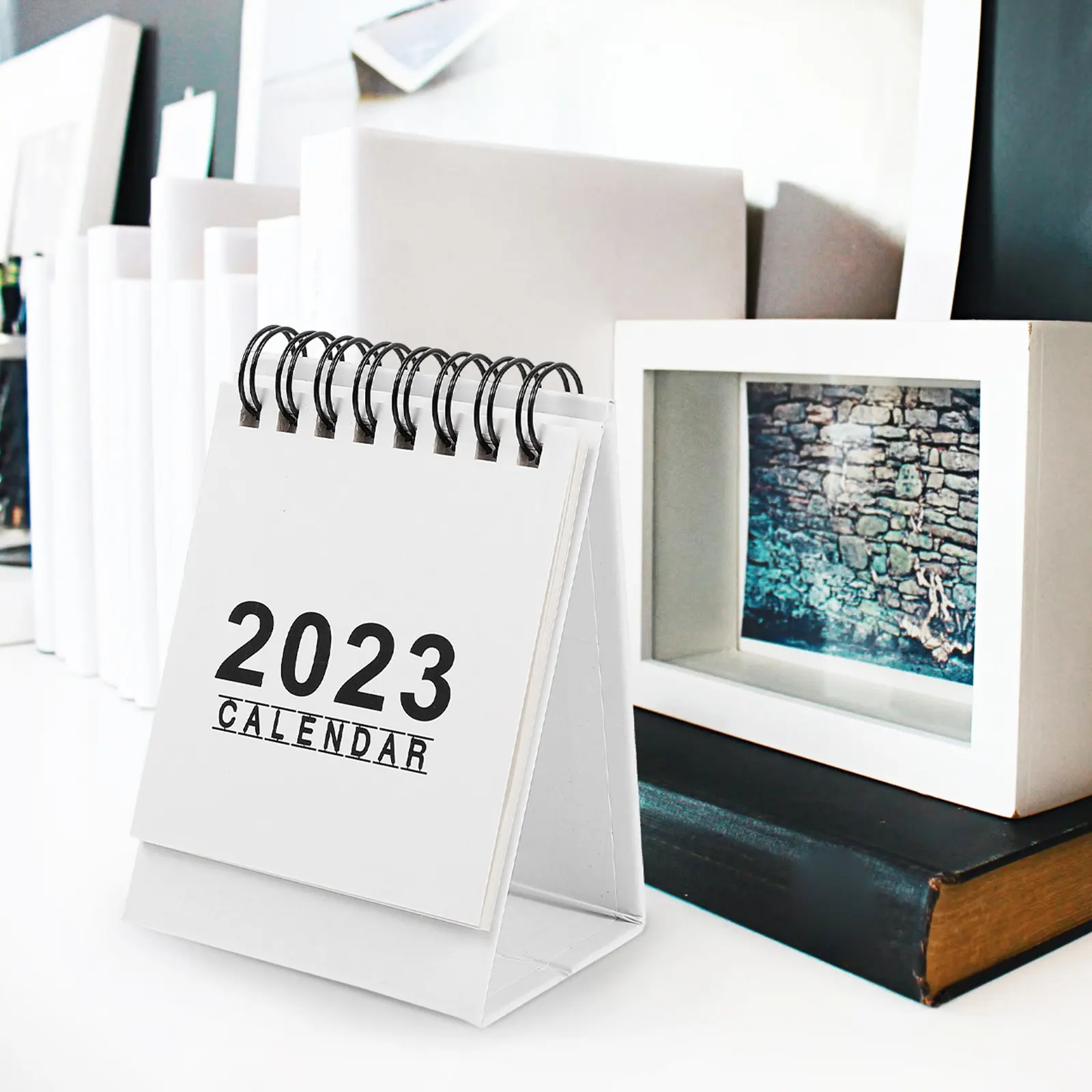 

Mini Desk Calendar 2023 Paper Calendar for Home Office Classic Creative Coil Design Schedule Planner Year of The Rabbit