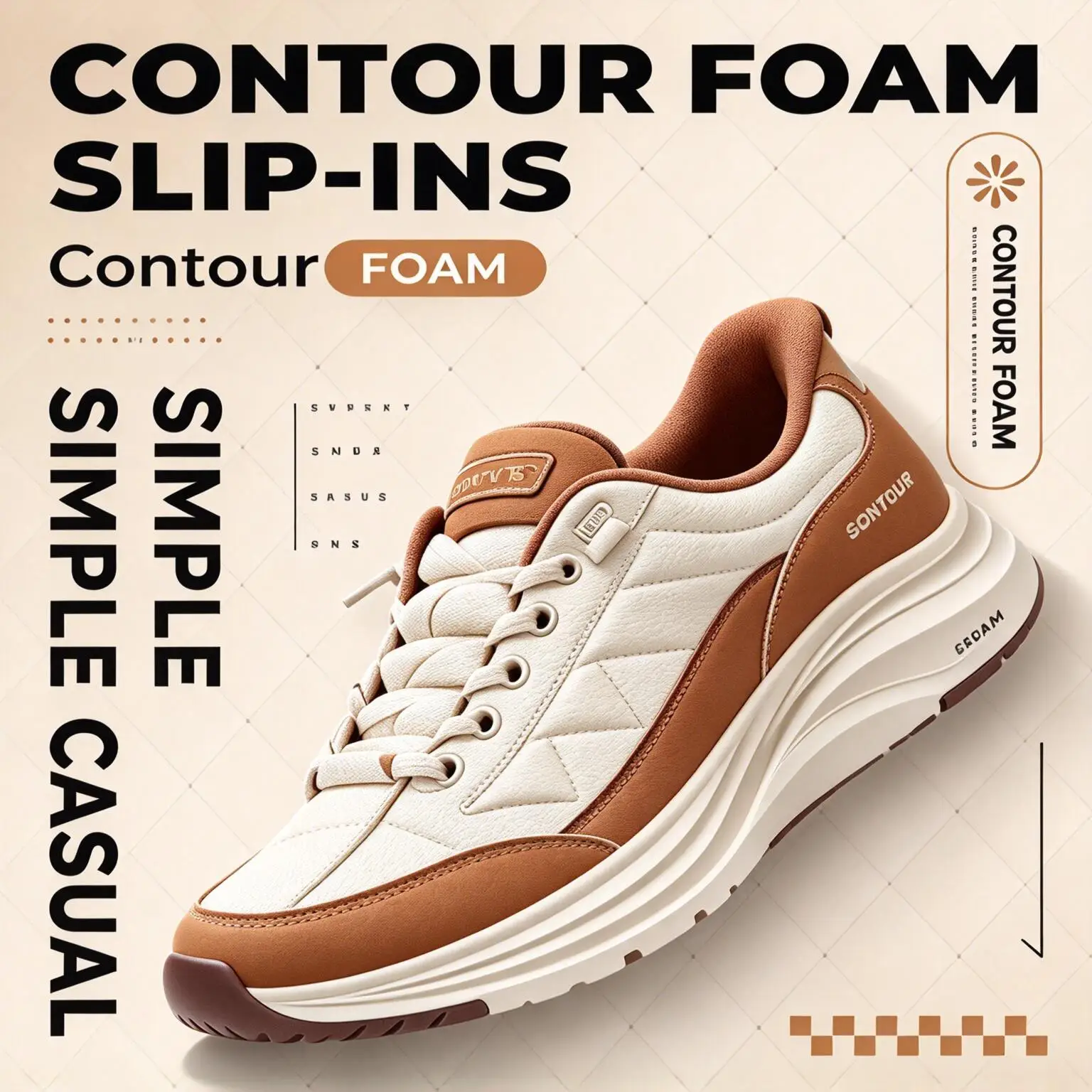 Skechers CONTOUR FOAM 150417‑NTBR/150417-BBK Women Casual Shoes Natural Brown Color Block Comfort Daily Walking Sneakers