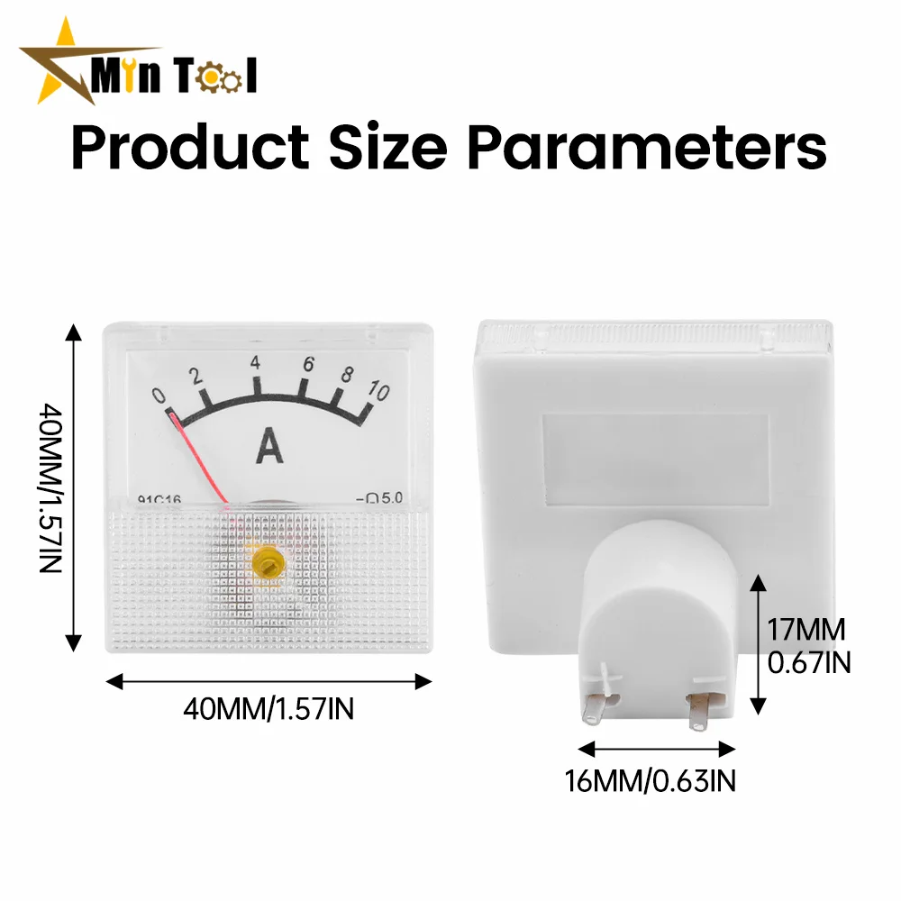 91C16 Amperomierz DC 10A 20A 30A 50A Miernik prądu Analogowy miernik panelowy Wskaźnik mechaniczny 91C4 Amperomierz