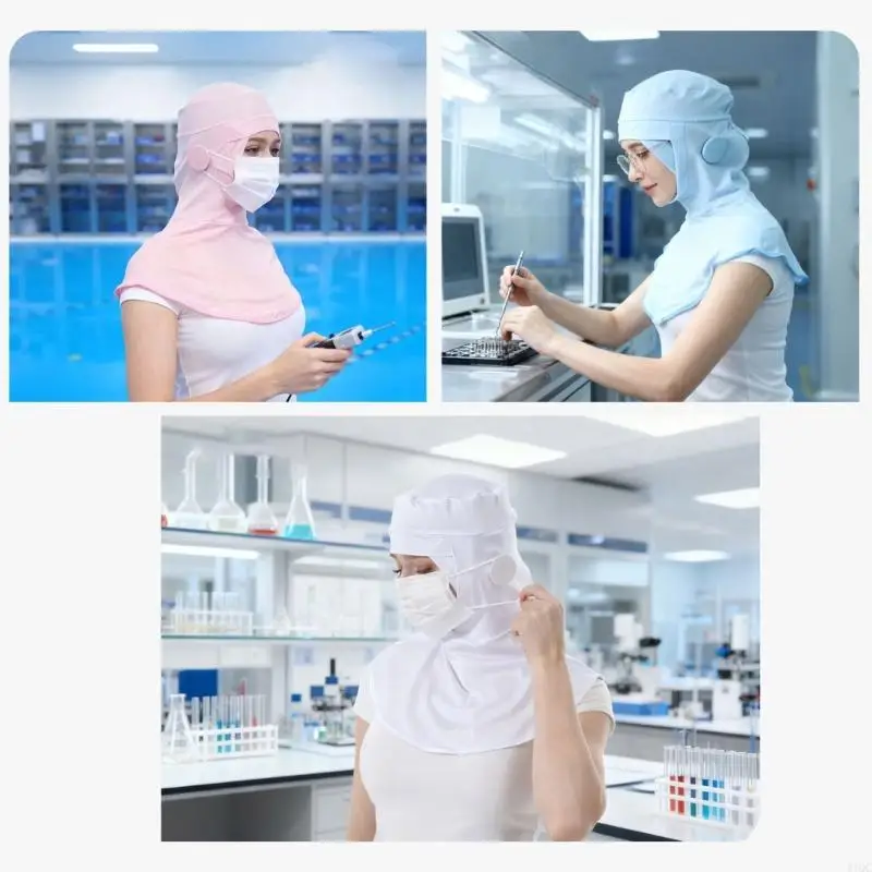 Adjustable Dustproof Hooded Hat For Construction Gardening Cleaning Breathable Cotton Fabric 