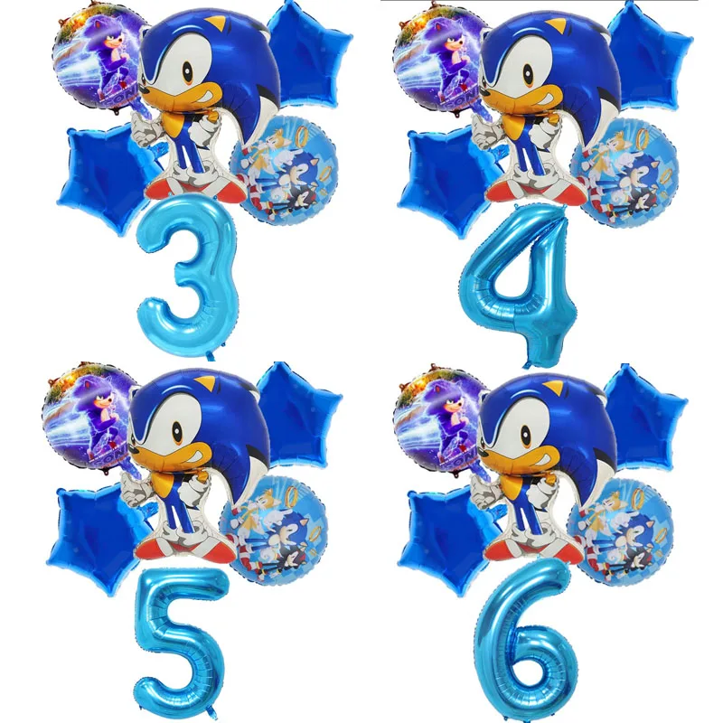 

Sonics Number Ballons Set Cartoon Figures Hedgehog Models Foil Ballons Toys Reusable Birthday Party Decoration Supplie Gift
