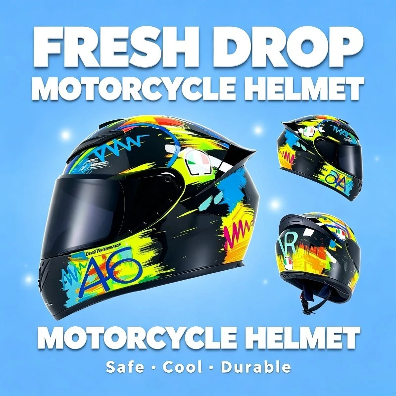 Qike  A46 Graffiti Full‑Face Motorcycle Helmet Racing Motorbike Safety Protective Full Face Helmet