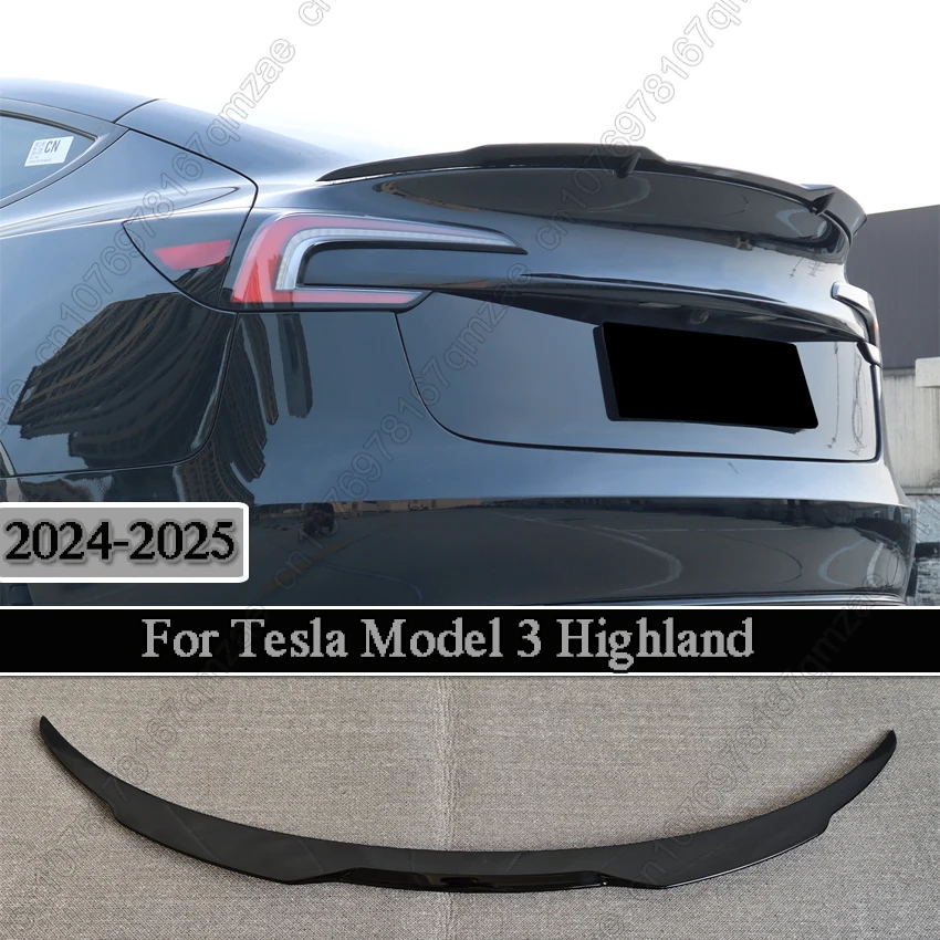 Hinten Schwanz Stamm Flügel Spoiler Flügel Für Tesla Modell 3 Highland 2024 2025 Glanz Schwarz Hinten Splitter Abdeckung Auto Zubehör Tuning