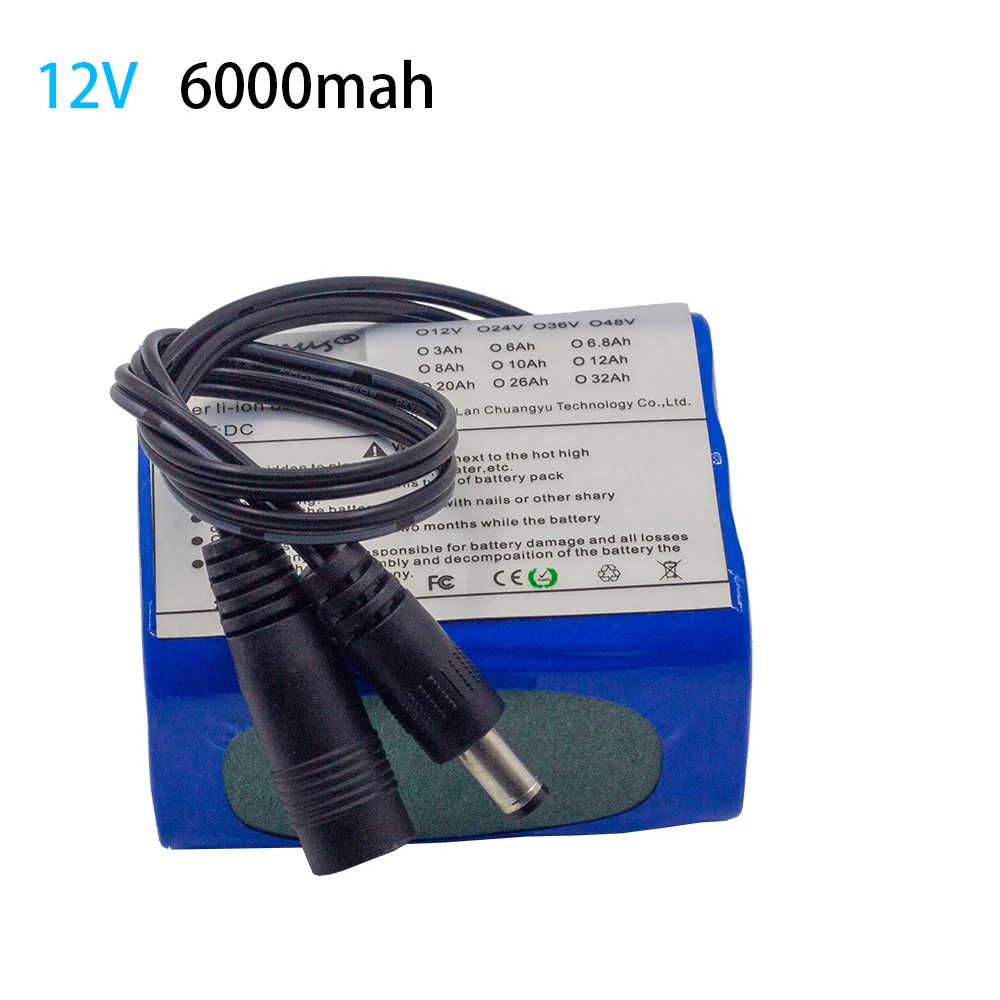 12V 3Ah 6Ah 12Ah 20Ah akumulator litowy o dużej pojemności głośnik lampa słoneczna zewnętrzny zasilacz DC12.6V akumulator