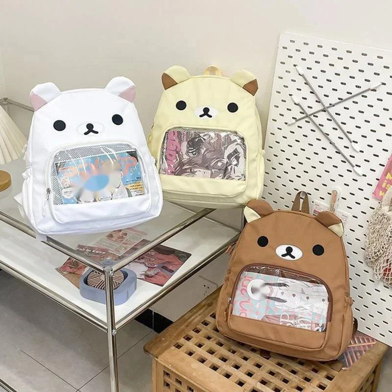 Cute Japanese Bear Backpack Outdoor Waterproof Large Capacity Backpack Portable Travel Backpack New Fashion Rilakkuma Schoolbag
