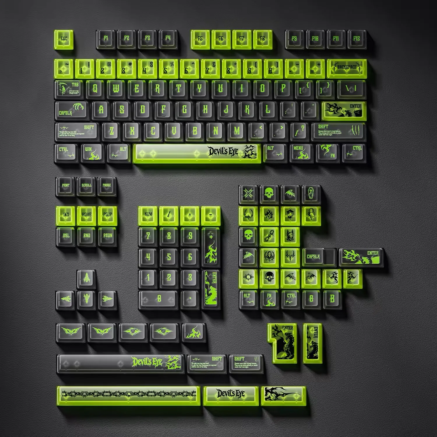 Demon's Eye PC Coating Frosted Keycaps Customization OEM Height 144 Keys