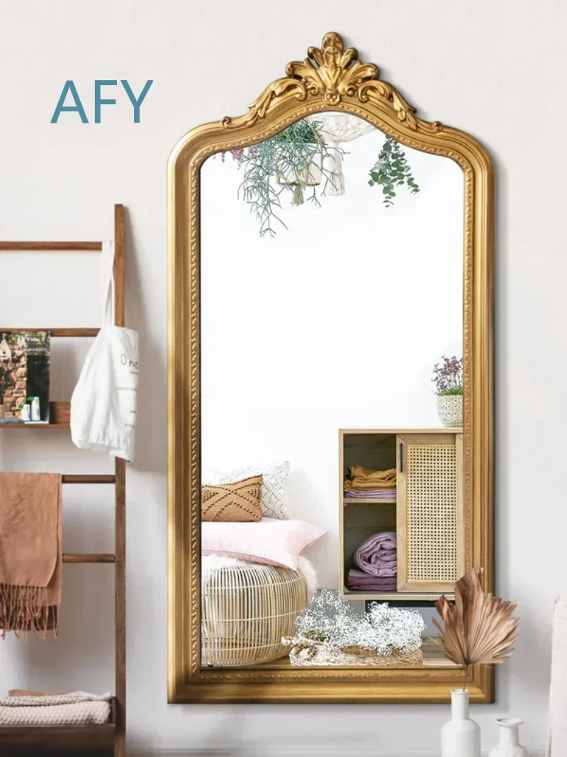 Premium French Retro Carved Full Length Floor Mirror for Clothing Store Retail Shop Decor Home Bedroom Living Room Vanity