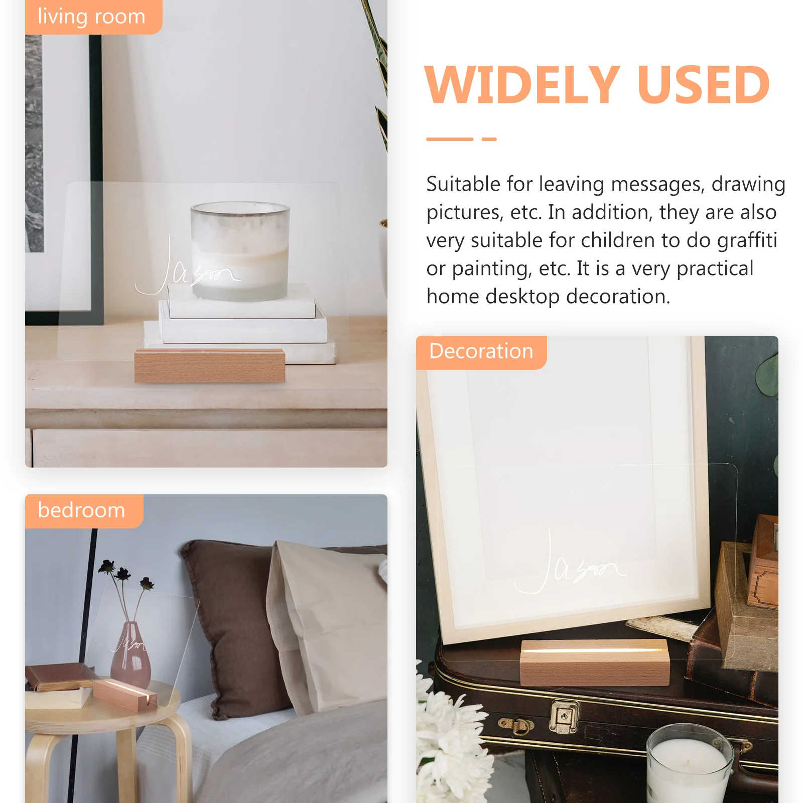 1 مجموعة لوح كتابة أكريليك شفاف قابل للمسح سطح المكتب ملاحظة المجلس DIY ضوء الليل المنزل مدرسة مكتب تذكير