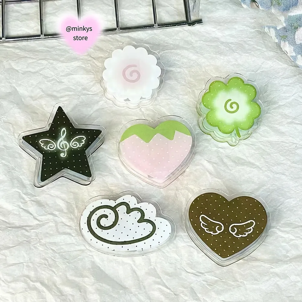 MINKYS Kawaii 6pcs/Pack Angel Wings Star Paper Clip Decorative Clips Acrylic Clips INS Clear Paper Clips
