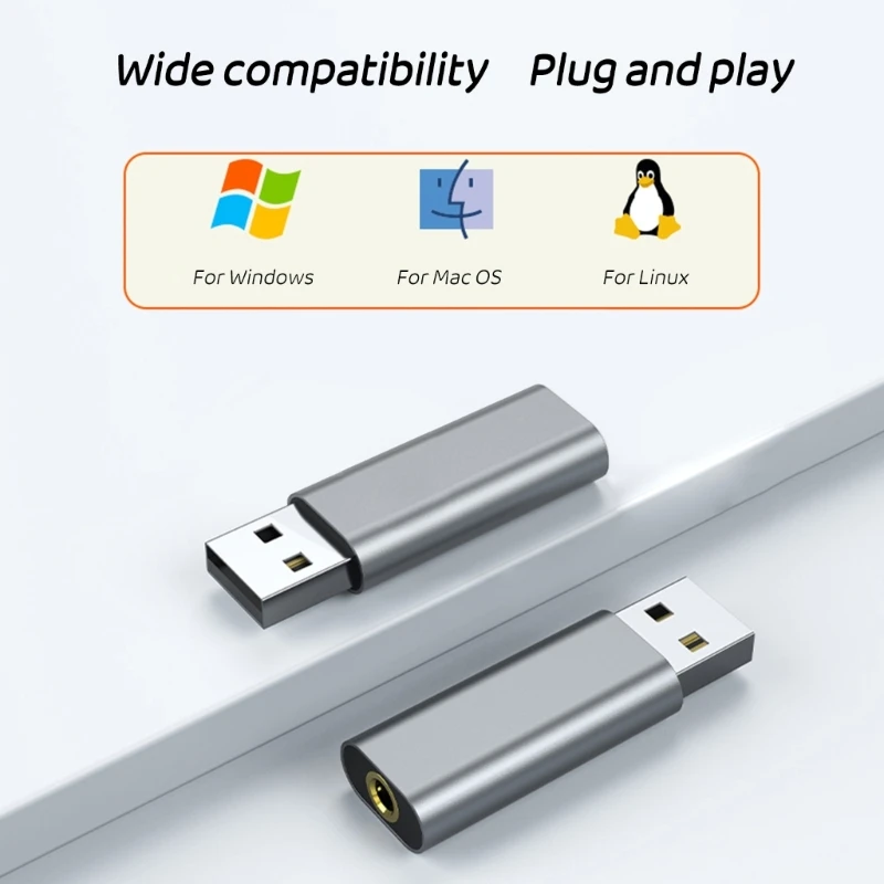 CS1W Pocket-size Sound Card USB to 3.5mm Adapter for Earphone Mic for Computer Laptop PS4- Lightweight