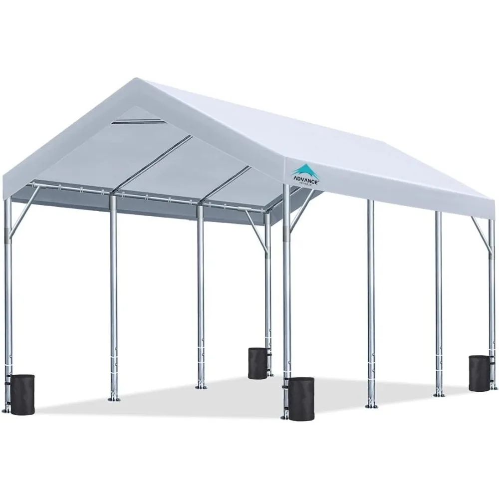 

12x20 ft Heavy Duty Carport Potable Car Canopy Garage Party Tent Boat Shelter, Adjustable Height from 9.5 ft to 11 ft, White