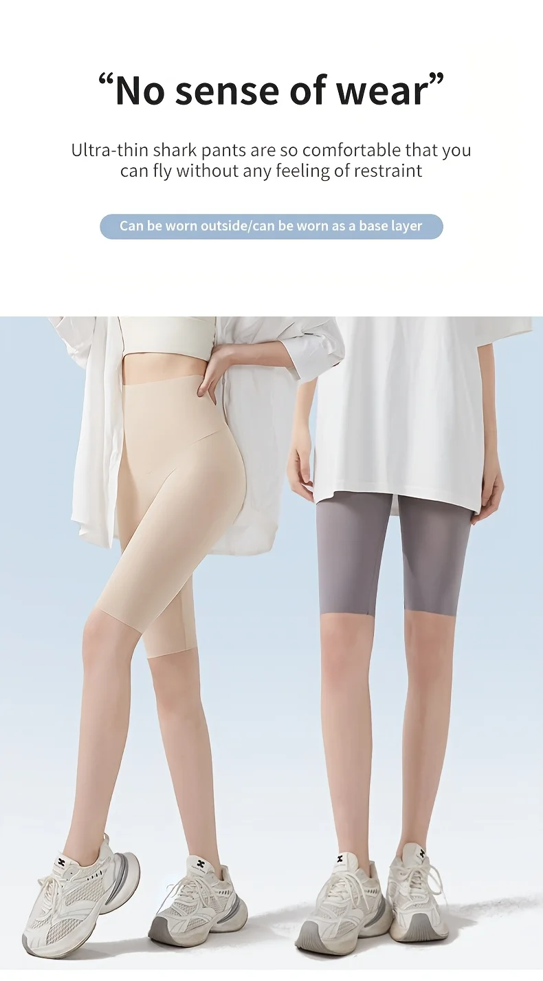 Ultradünne Sommer-Sicherheitsshorts für Damen, Übergröße, hohe Taille, elastisch, unter dem Rock, Eisseide, nahtlose Boxershorts, Unterwäsche – Detail 1