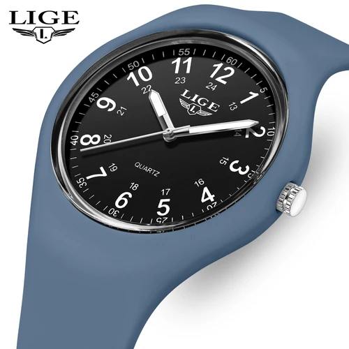 Nueva moda LIGE deportes al aire libre reloj de cuarzo para hombre clásico de lujo Casual de silicona esfera Simple relojes luminosos impermeables para hombres