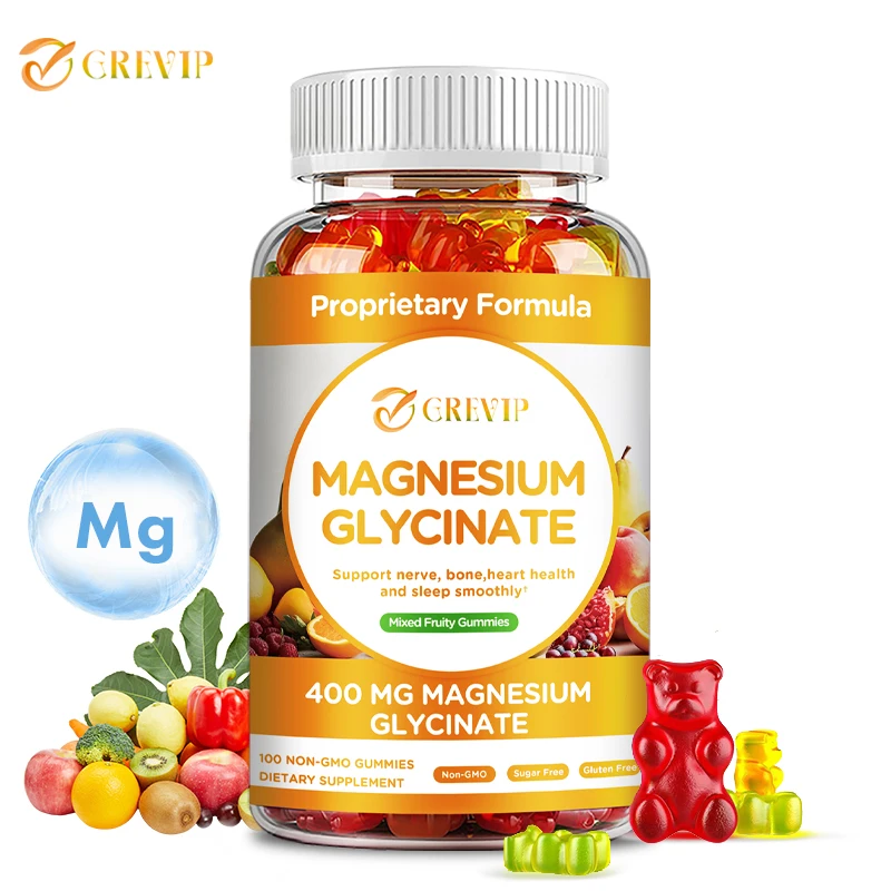 

Magnesium Glycinate Gummies for Sleep, Brain, Nervous System, Bone, Muscle, Relieve Anxiety Heart Health