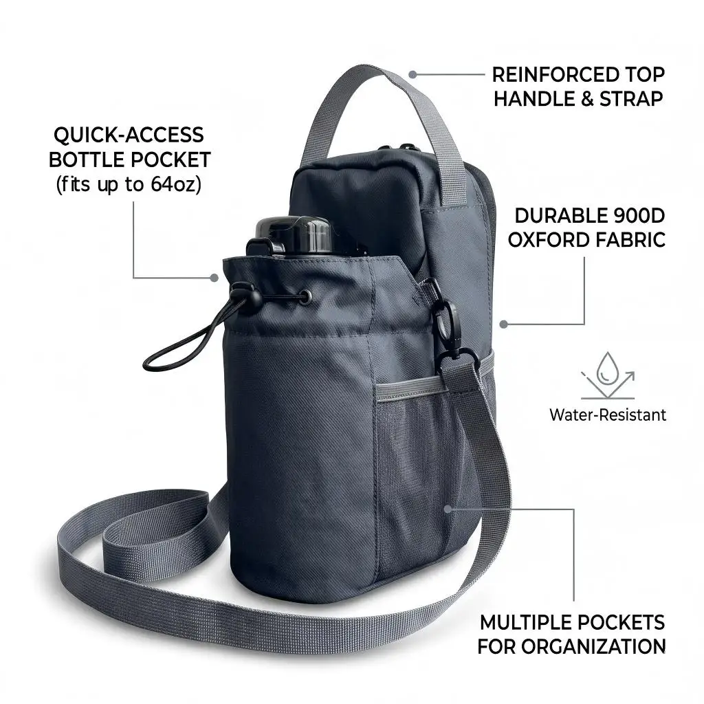 Magnetic Gym Water Bottle Holder - 11lbs Strong Magnet RFID Safe Hands-Free Bag for Workout