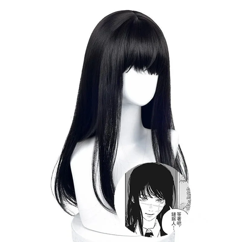 Black Straight Hair Synthetic Wig for Halloween Cosplay Wig for Role-Playing Daily Wear, High-Temperature Wire Wig Cap