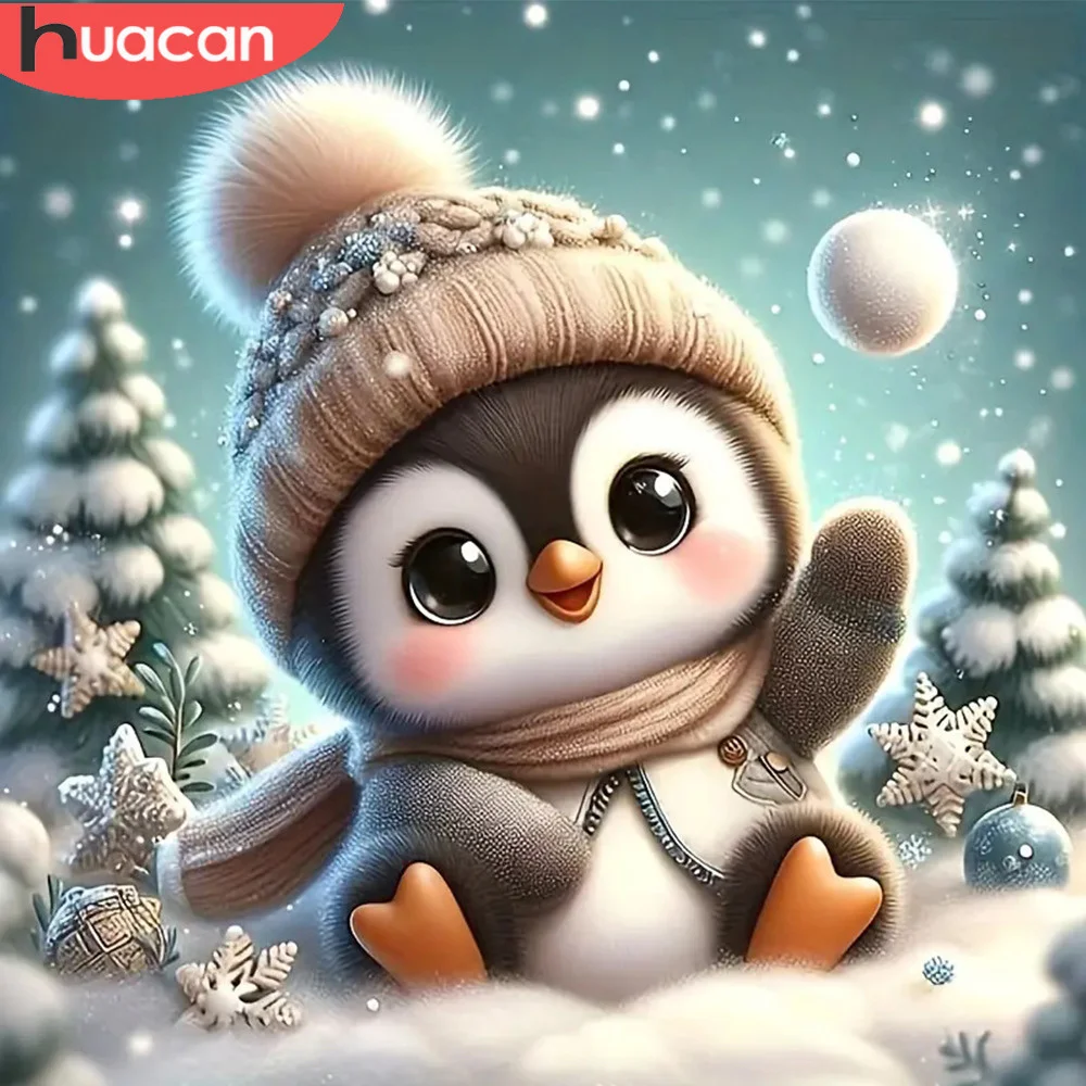 HUACAN 5D Diamant Malerei Pinguin Neuheiten Tier Mosaik Strass Bilder Winter Volle Runde Schlafzimmer Dekoration