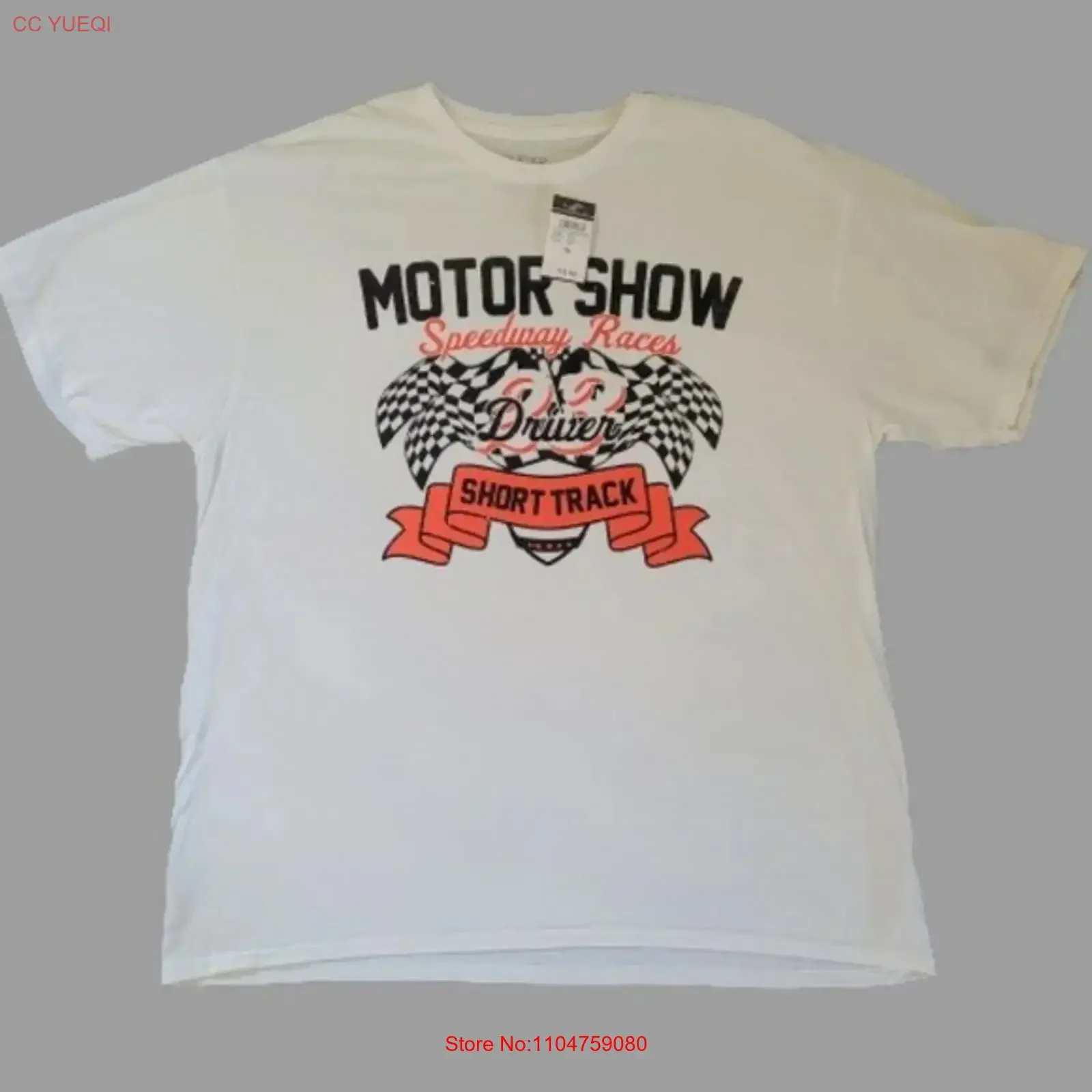 Rue21 White T Shirt Motor Show Speedway Races Men's Size XL NWT vintage Washed Versatile homme Casual Slightly graphic