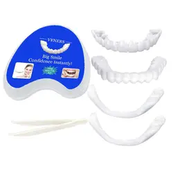 Denture Fake Teeth Kit Temporary Teeth Veneers,Upper Braces, Lower Braces, Tweezers,Veneer Snap-onn Teeth Kit Fake Tooth Cover